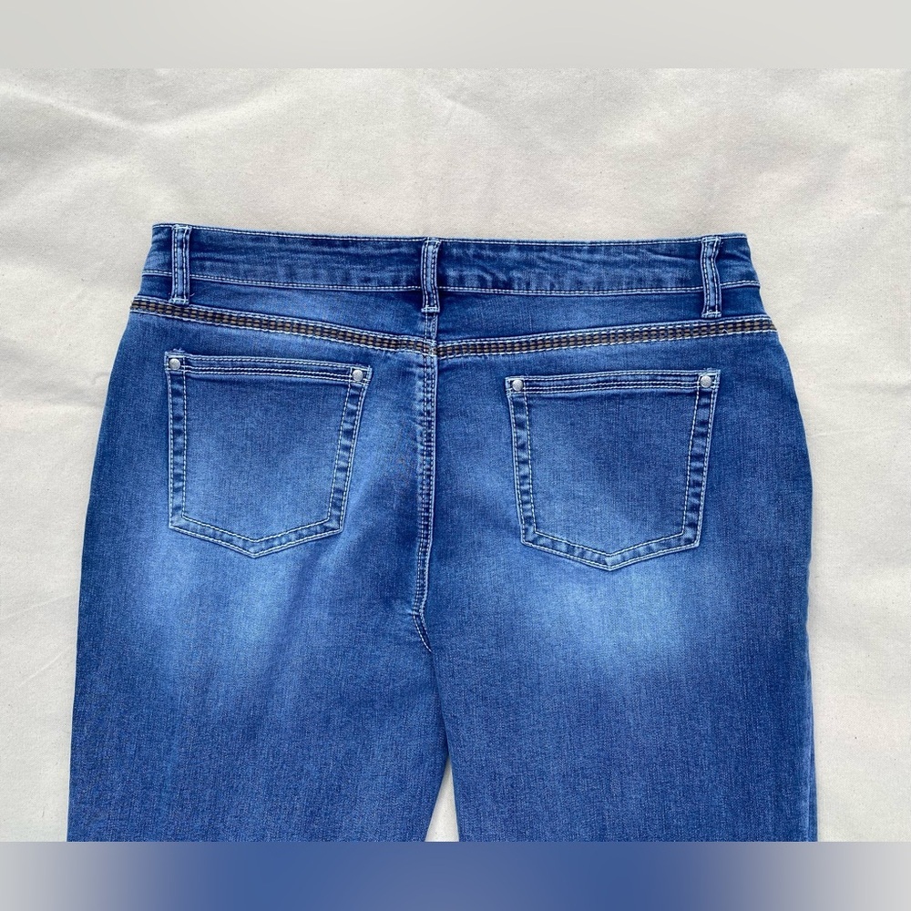 NWT Flamingals Casual Medium Wash Blue Jeans Slim Straight Pleated Boho 2XL - Picture 4 of 9